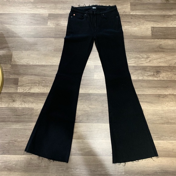 black low rise flare jeans